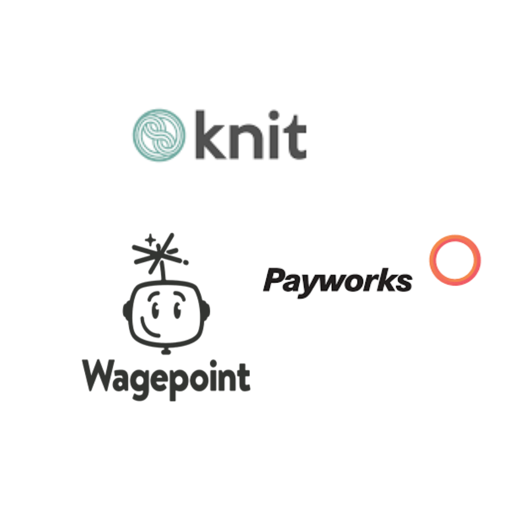 Logos of Knit, Wagepoint, and Payworks