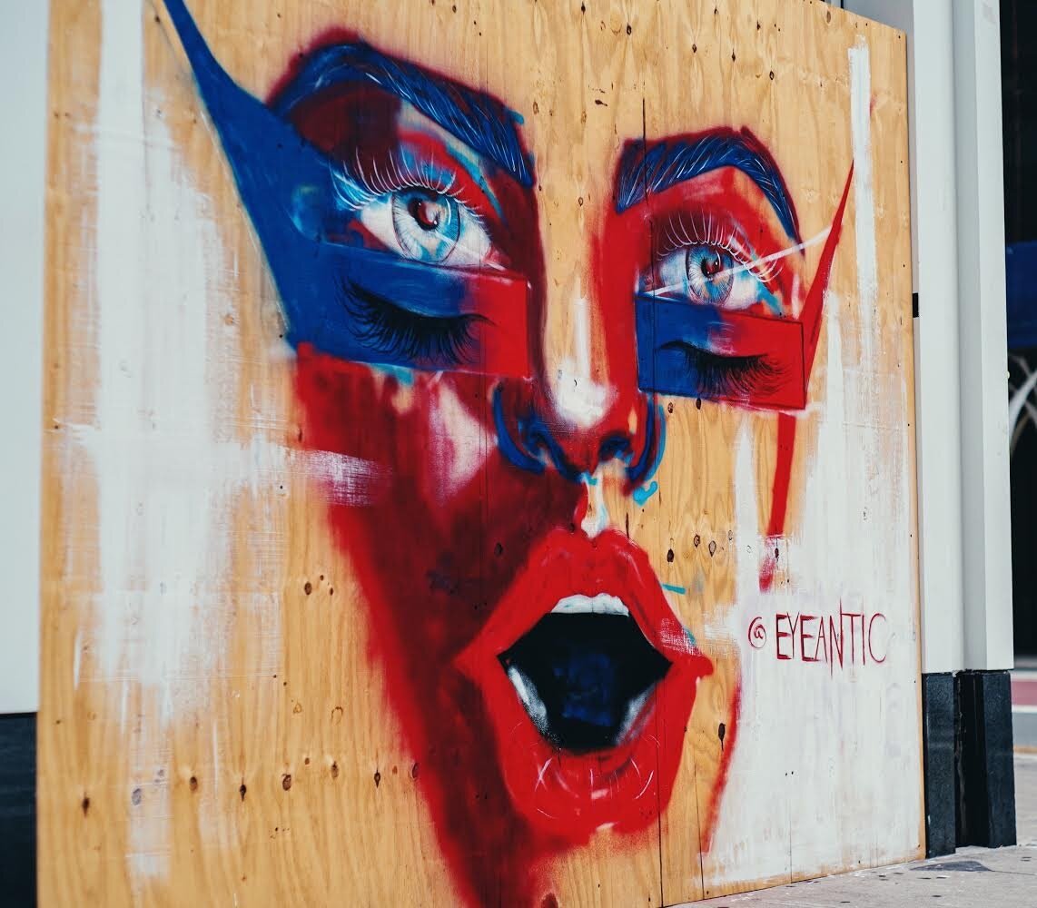 Wake Up, Spray paint on plywood, 7x8’ 2020