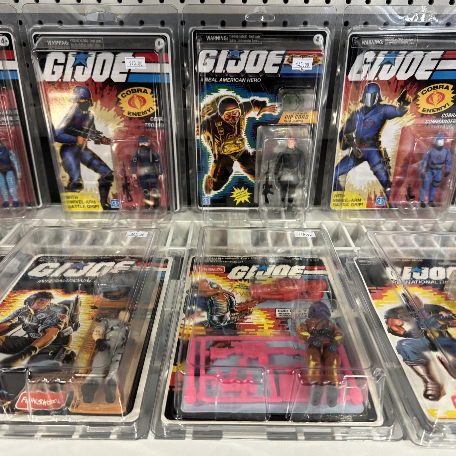 Vintage G.I. Joe action figures on display