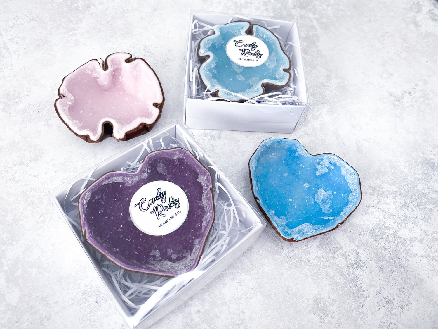 Single Gift Boxed Edible Crystal Geode — Candy Rocks