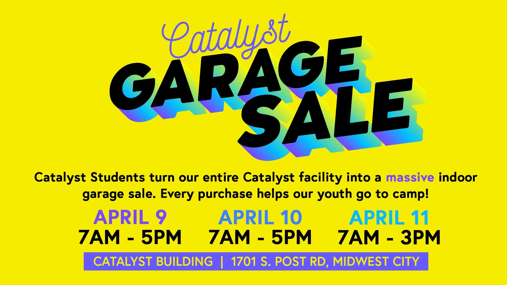 Catalyst Garage Sale 2026 SALE DAYS 1st WKND Pre-Service Slide 1920x1080.jpg