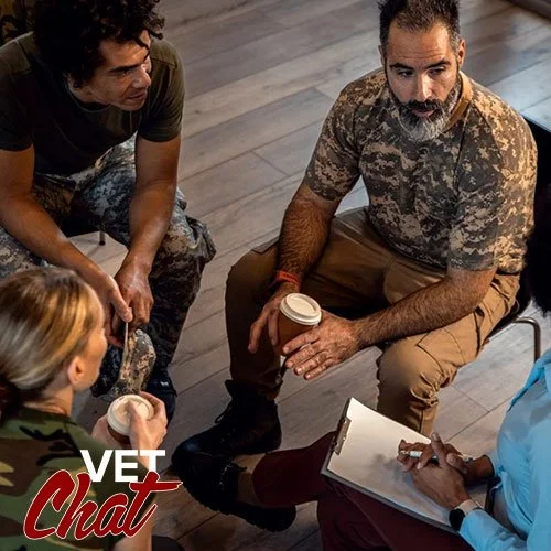 Veterans connecting at a Vet-Chat gathering