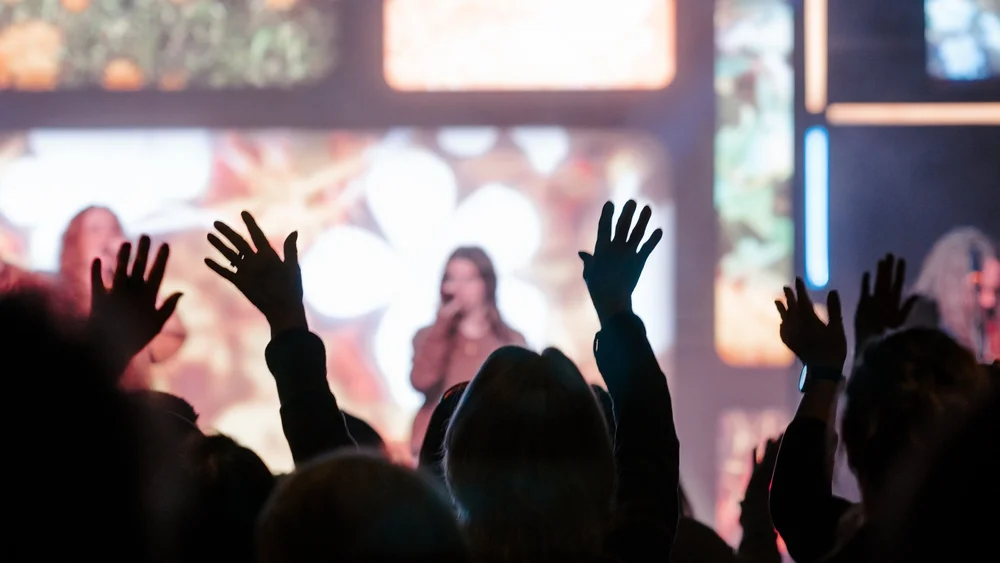 Guests being welcomed at the entrance of Cornerstone Church in Midwest City, Oklahoma