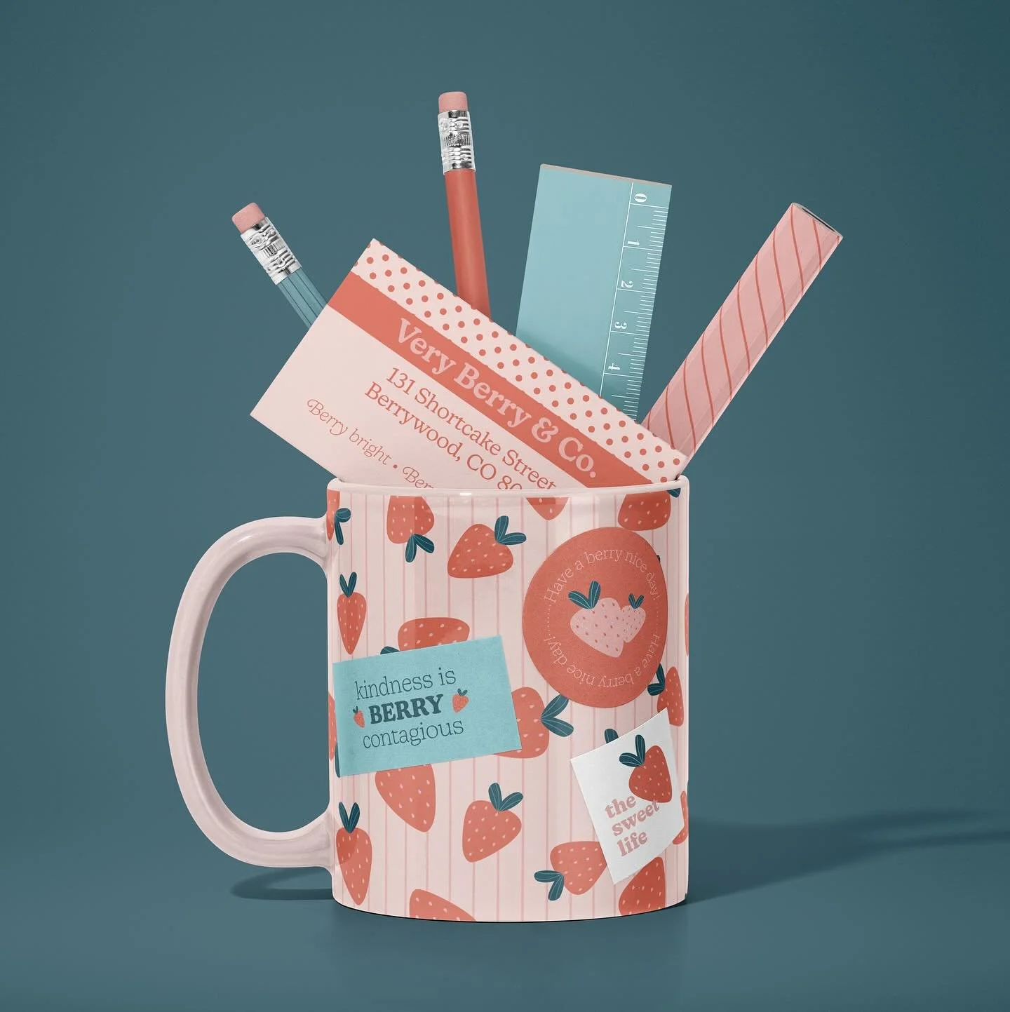 @creatsyofficial is hosting a fun back to school challenge this month! ✏️ They have top notch mockups that are so easy to use and are darling as well! I used a strawberry pattern and some simple basics that I made a while back. It was fun to create a