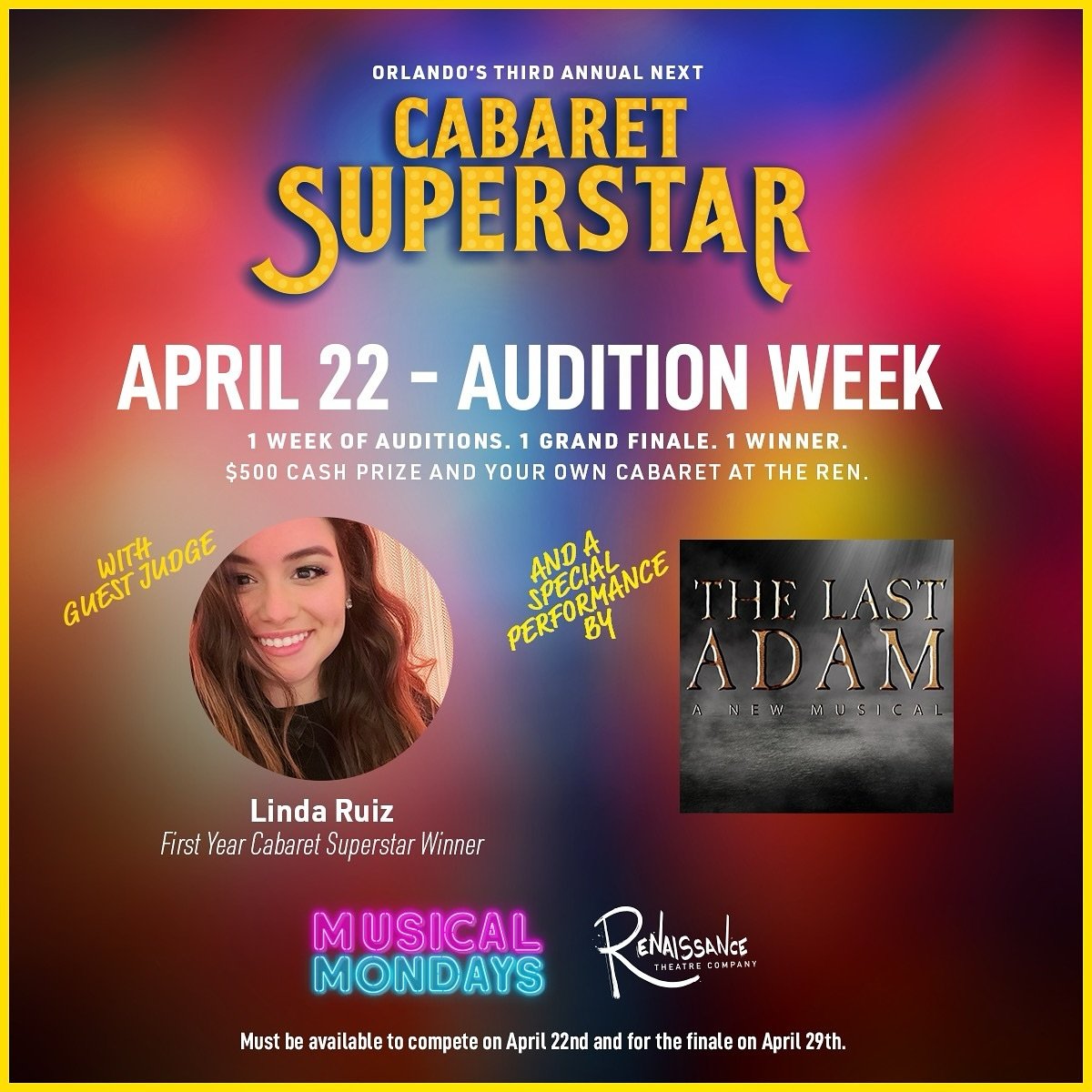 TOMORROW starts &ldquo;Orlando&rsquo;s Next Cabaret Superstar!&rdquo; New this year, there&rsquo;s only ONE night to audition(TOMORROW). Finalists will be selected to compete on Monday the 29th. 

At the Grand Finale, the audience will select one sin