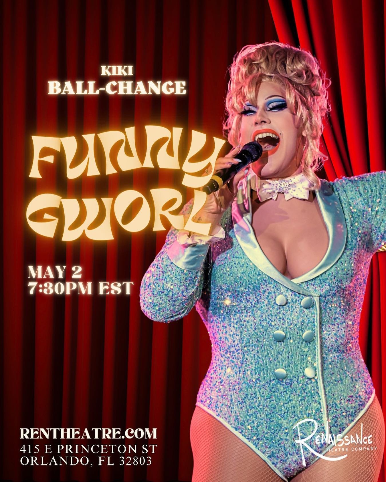 The hilarious, live-singing, off-off-off-Broadway sensation KIKI BALL-CHANGE (Drag Me to Dinner) is bringing her award-winning, one-woman show FUNNY GWORL to Ren Theatre on May 2. Link in Bio for tickets

Kiki goes back to her musical theatre roots w