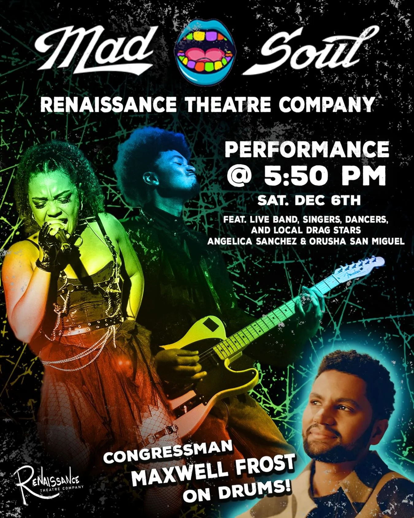 The Ren is performing at Mad Soul! Catch us opening for Aly and AJ (!!!) at 5:50 PM, with Magdalena Bay closing out the night. Special appearance by Congressman Maxwell Frost on drums! Ticket link in bio.