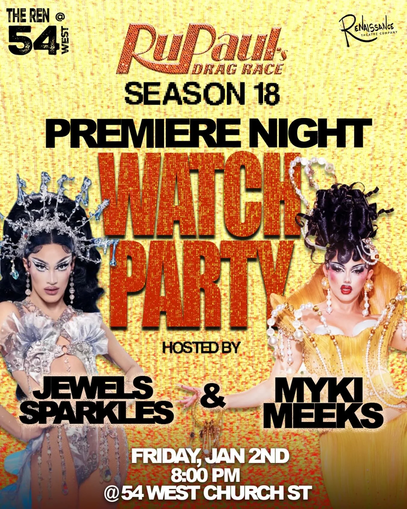 Experience the premiere of RuPaul&rsquo;s Drag Race Season 18 with our very own Myki Meeks @myki.meeks , making her Drag Race debut + Jewels Sparkles @thejewelssparkles from season 17. Friday, January 2nd. Tickets at rentheatre.com