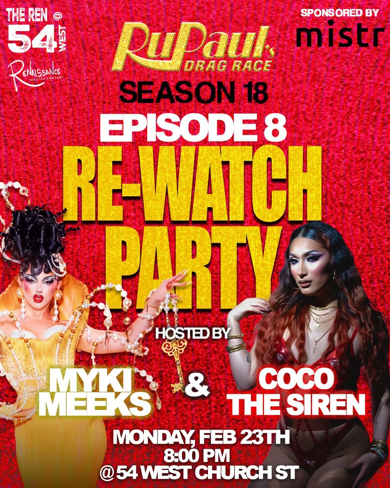 Monday is for Myki! We&rsquo;re Re-Watching every episode of RuPaul&rsquo;s Drag Race that our in-demand ingenue misses. Myki is back for our first Re-Watch Party Feb 23 @ 8 pm with co-host @cocothesiren 
rentheatre.com