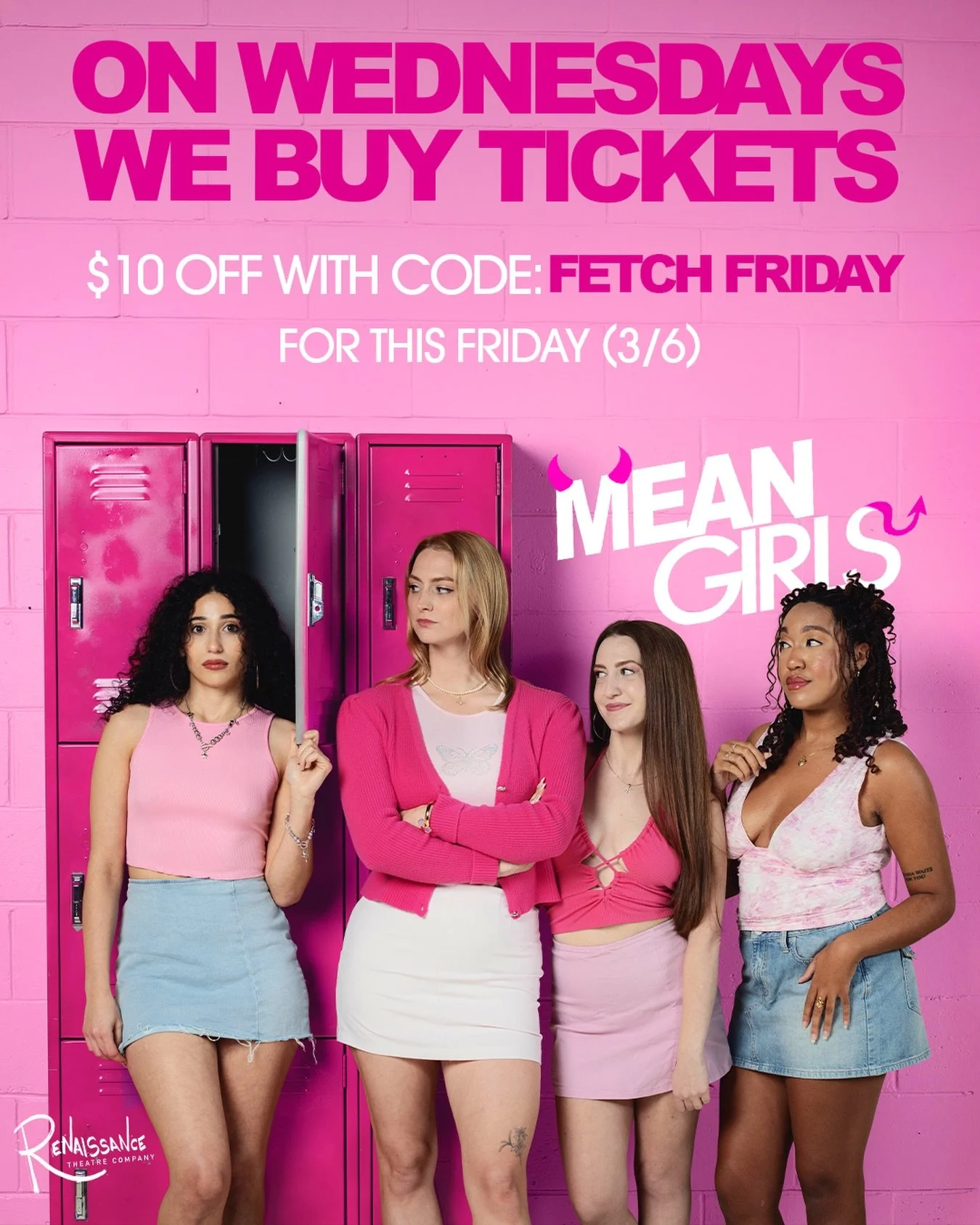 We can&rsquo;t make Fetch happen, but we can give you code: FETCHFRIDAY to get $10 off tickets to Friday&rsquo;s performance of &ldquo;Mean Girls!&rdquo; Limited discounted tix available. Run like your backpack is on fire to rentheatre.com

Photo by 