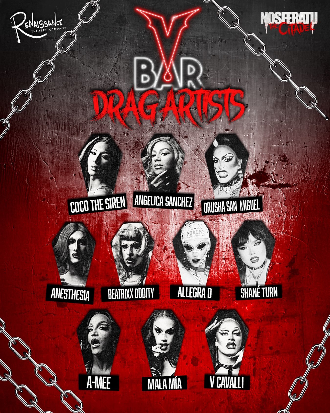 Tonight they Awaken. Announcing our cast of Drag Artists for VBAR. Opening tonight at 10pm. Tickets at rentheatre.com