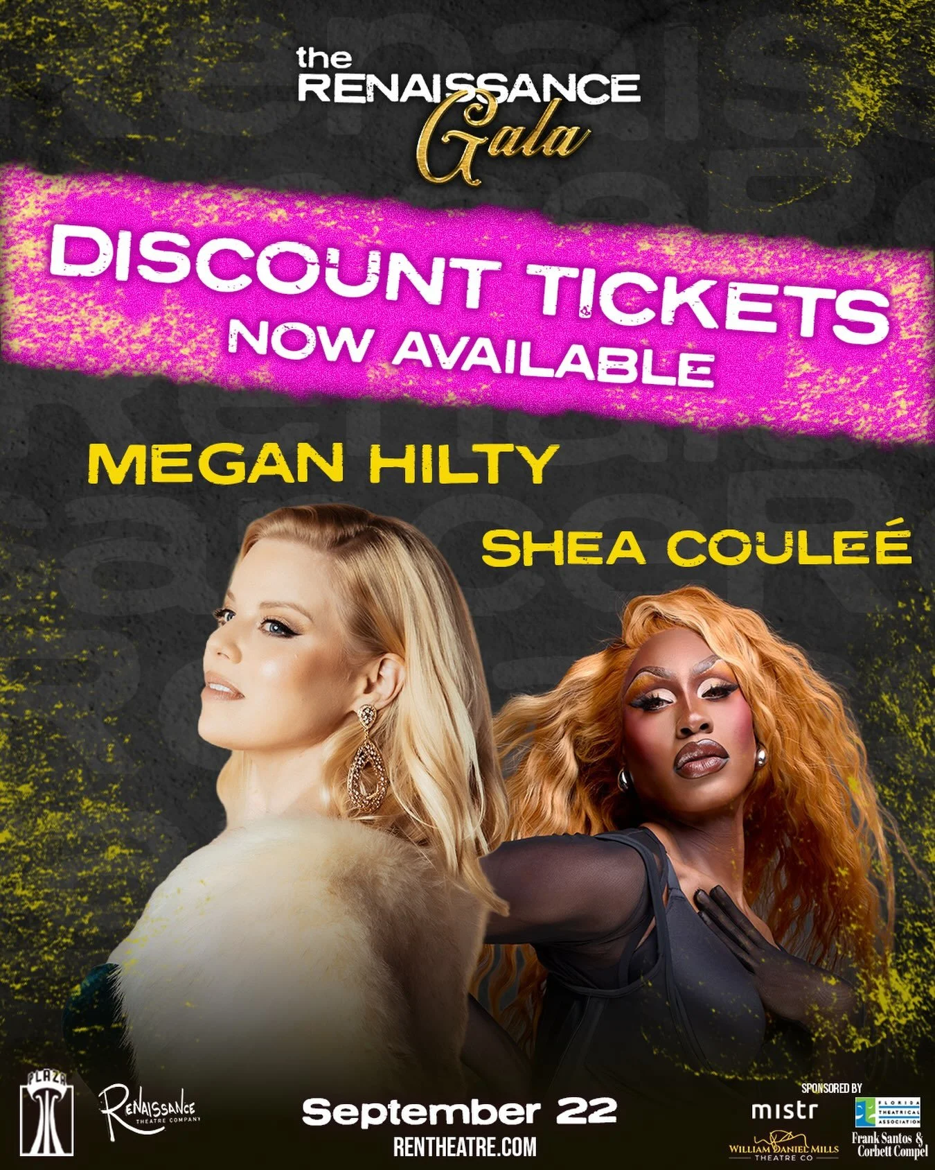 Discount Tickets for the Renaissance Gala are now LIVE! For $50, you get performances from Broadway Legend Megan Hilty, icon Shea Coule&eacute;, and your Ren fam, hors d'oeuvres, a chance to dress up, and the gift of feeling good for supporting your 