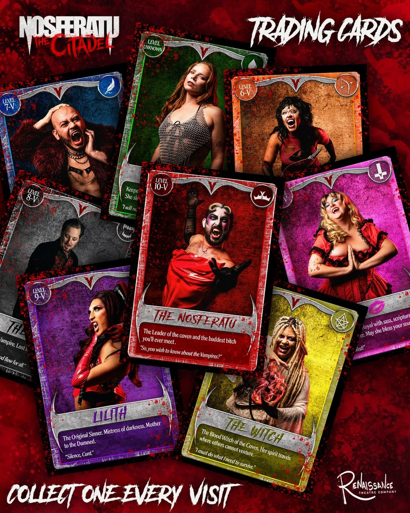 This year, get an exclusive Trading Card with each time you visit Nosferatu: the Citadel. This card will guide you to your first encounter in each act of the Wandering. Come back multiple times to collect them all and see the exclusive scene that pai