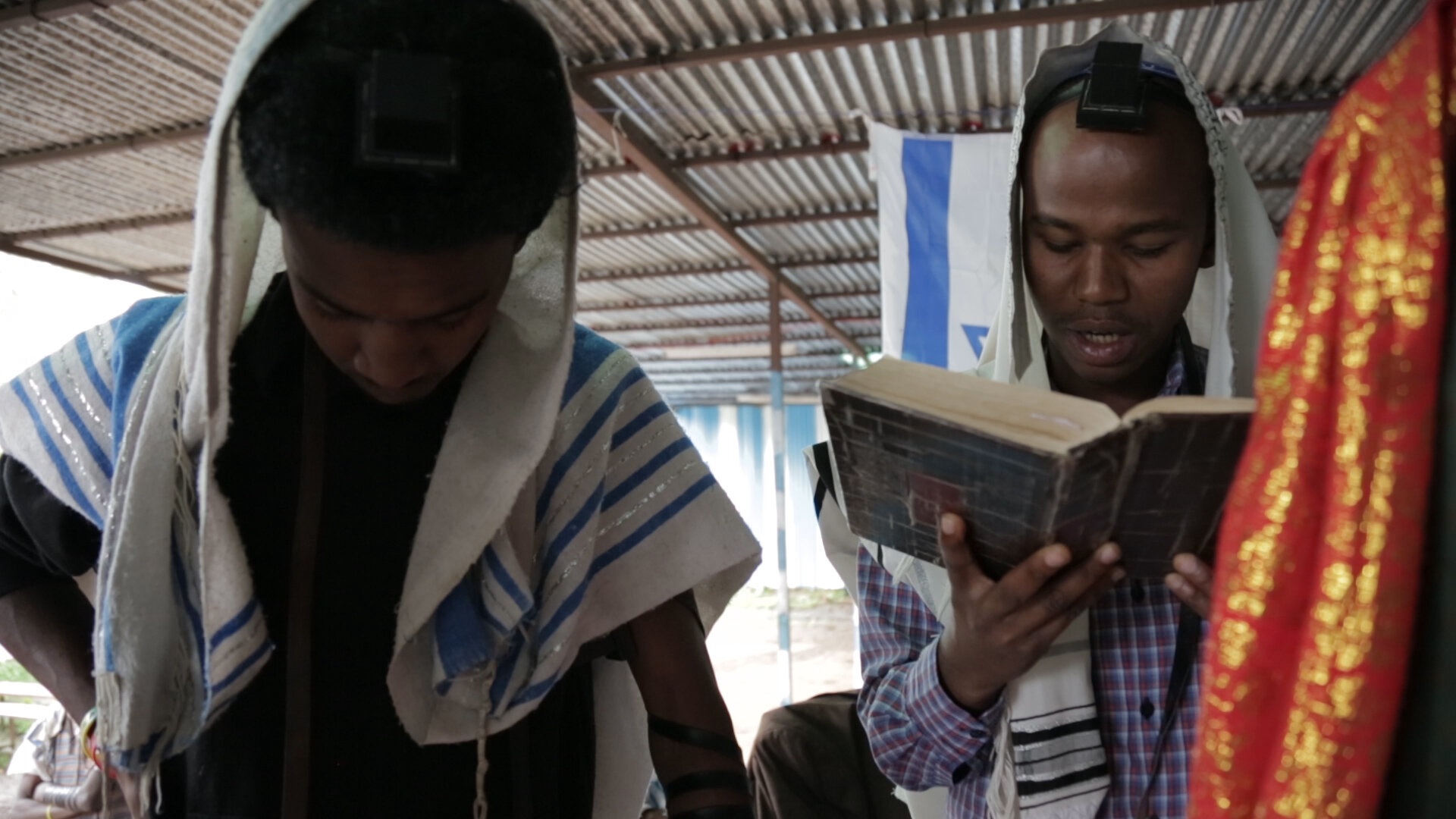 Gezahegn (left) and Demoz (right) Gondar Synagogue Torah.jpg