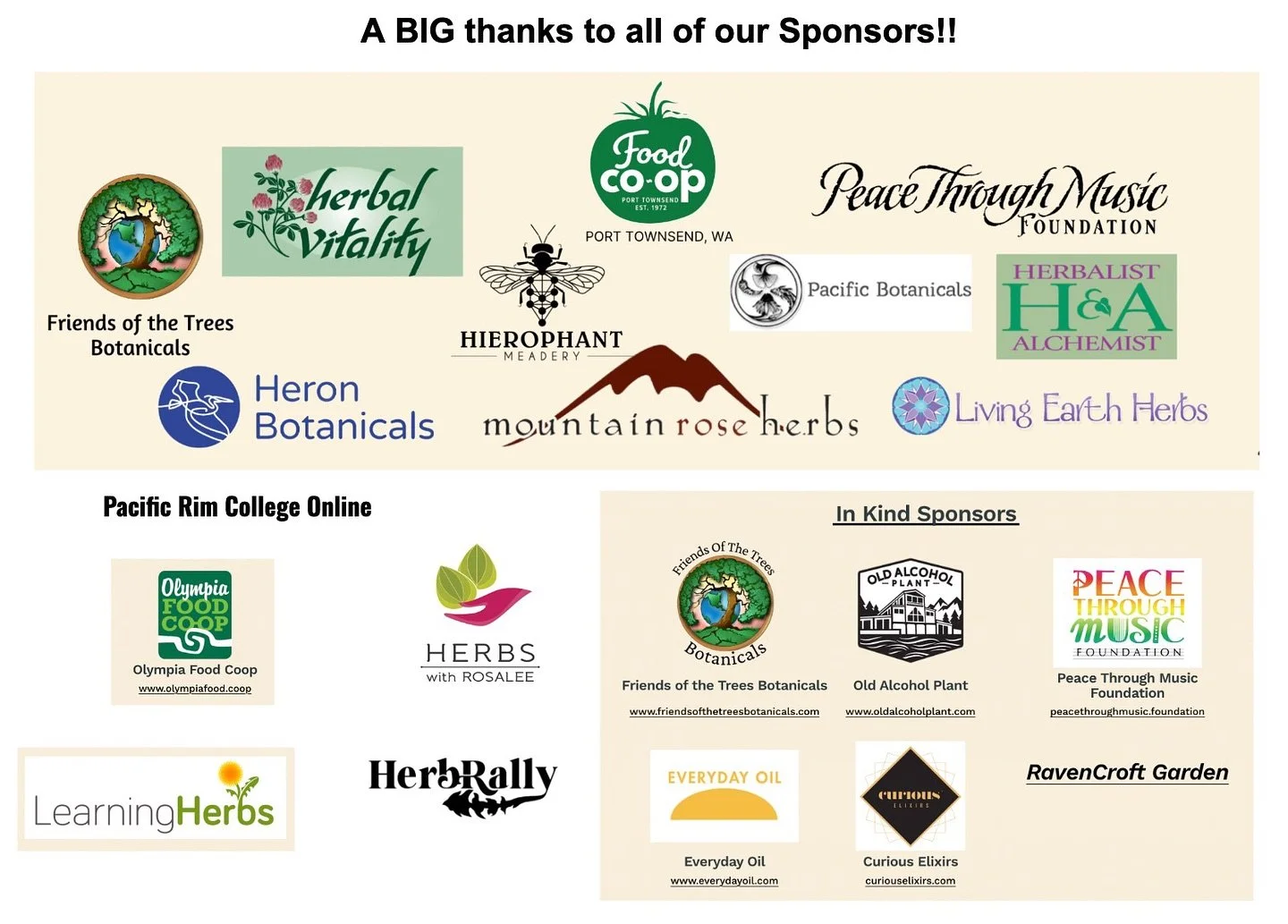 We are so grateful to this years sponsors🌿💌 we couldn&rsquo;t put this mini village together without all of you! 

See you this weekend folks! We are going to be a full house✨🎉
