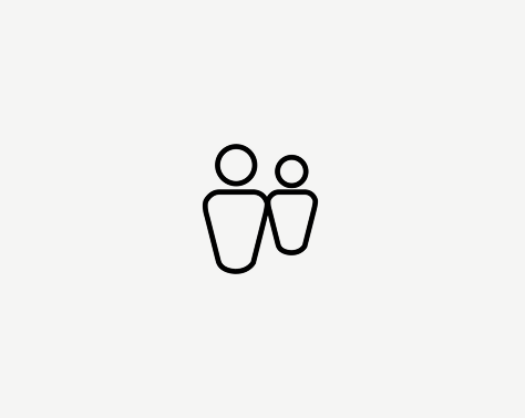 Simple black line drawing of two abstract human figures standing side by side.
