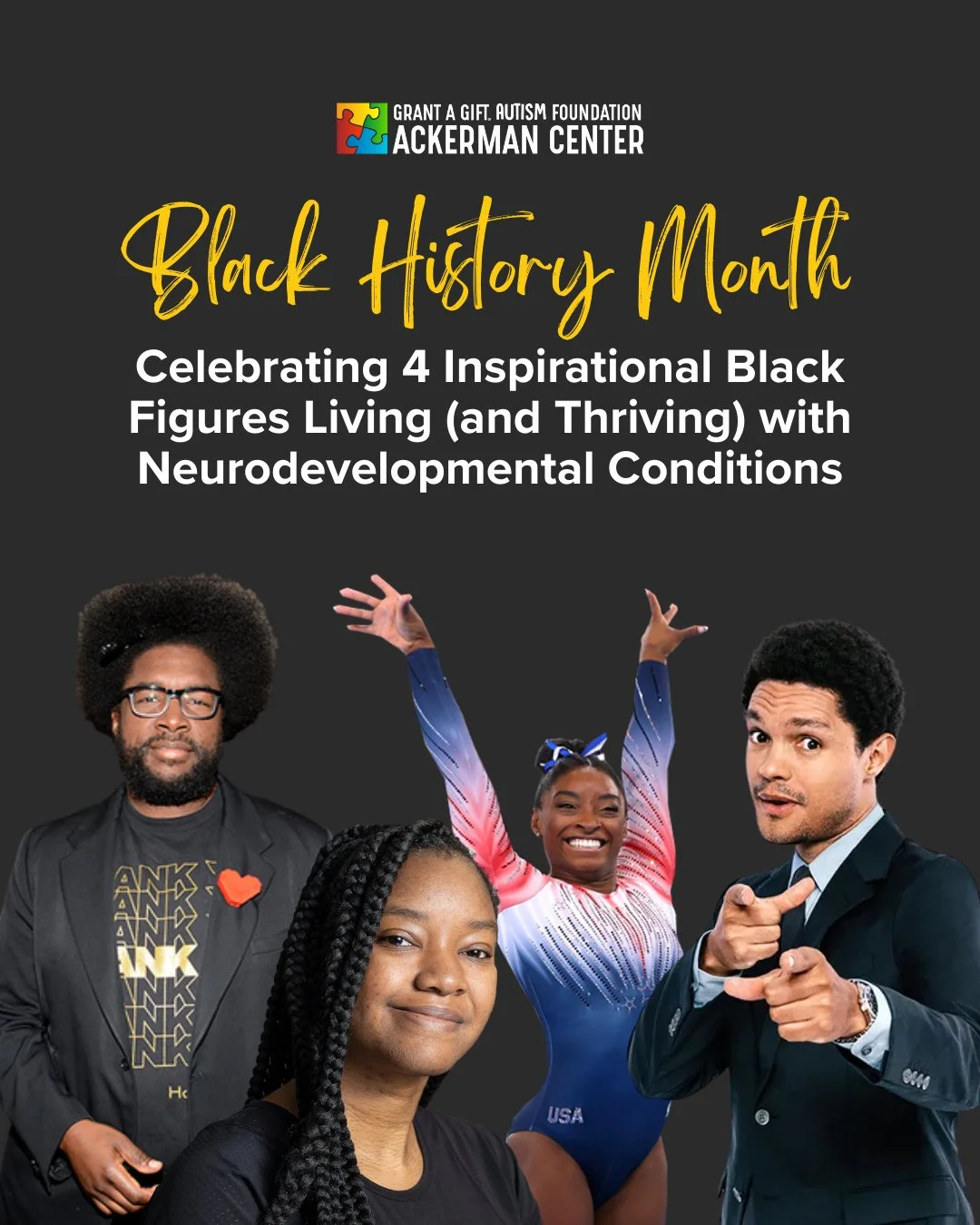 Representation matters. This Black History Month, we are celebrating four Black leaders, artists, and athletes who are openly living with neurodevelopmental conditions like autism and ADHD and redefining what success, creativity, and excellence can l