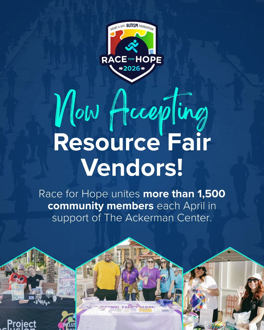 Race for Hope is now accepting Resource Fair Vendors! ⁠
⁠
Each April, Race for Hope brings together more than 1,500 community members in support of The Ackerman Center. As a resource vendor, you&rsquo;ll have the opportunity to connect directly with 