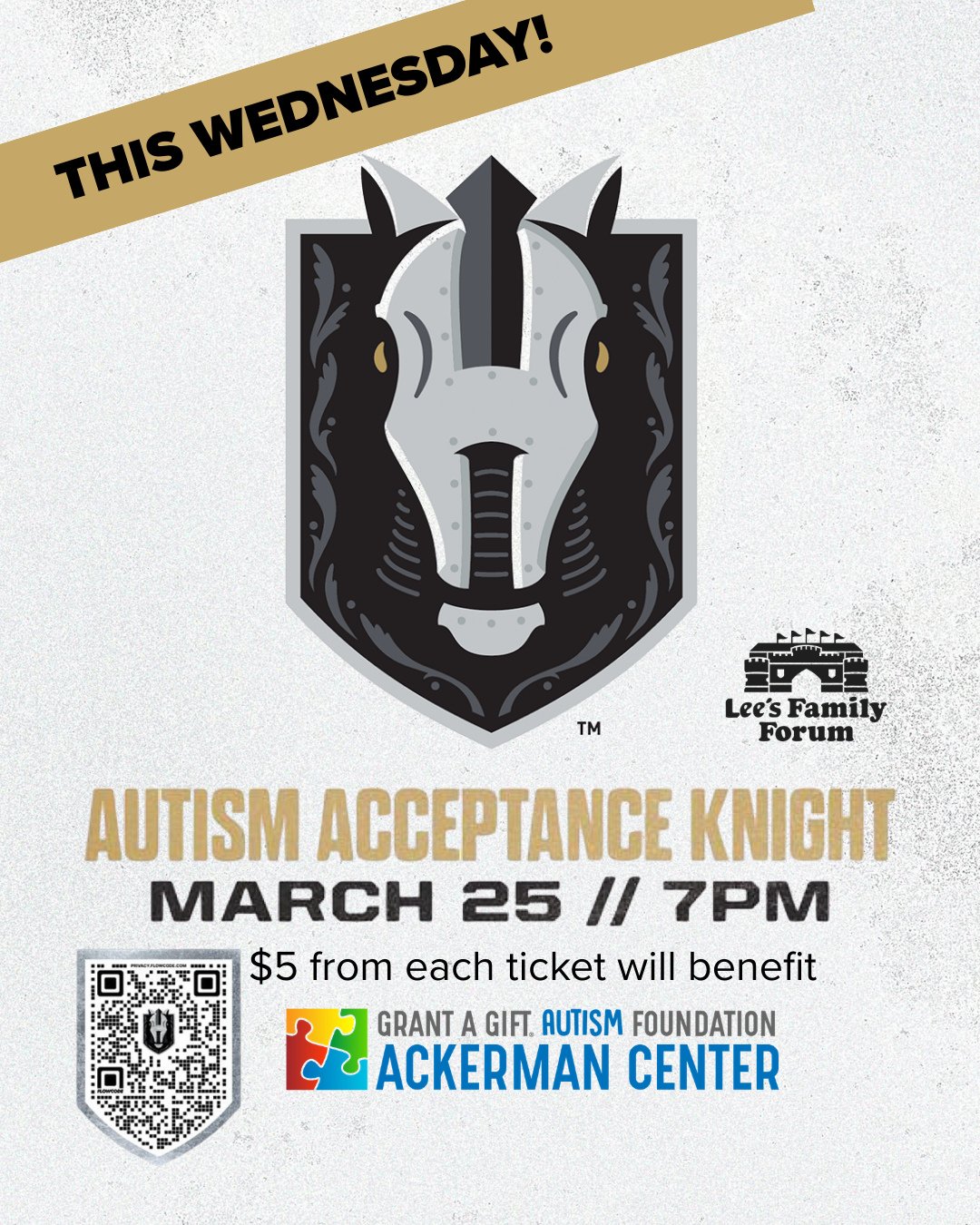 5 DAYS AWAY&hellip;let&rsquo;s make it a KNIGHT to remember.⁠
🏒💙⁠
Join us this coming Wednesday, March 25th at 7:00 PM for Autism Acceptance Knight with the @hendersonsilverknights, benefiting Grant a Gift.⁠
⁠
This powerful night brings hockey + co