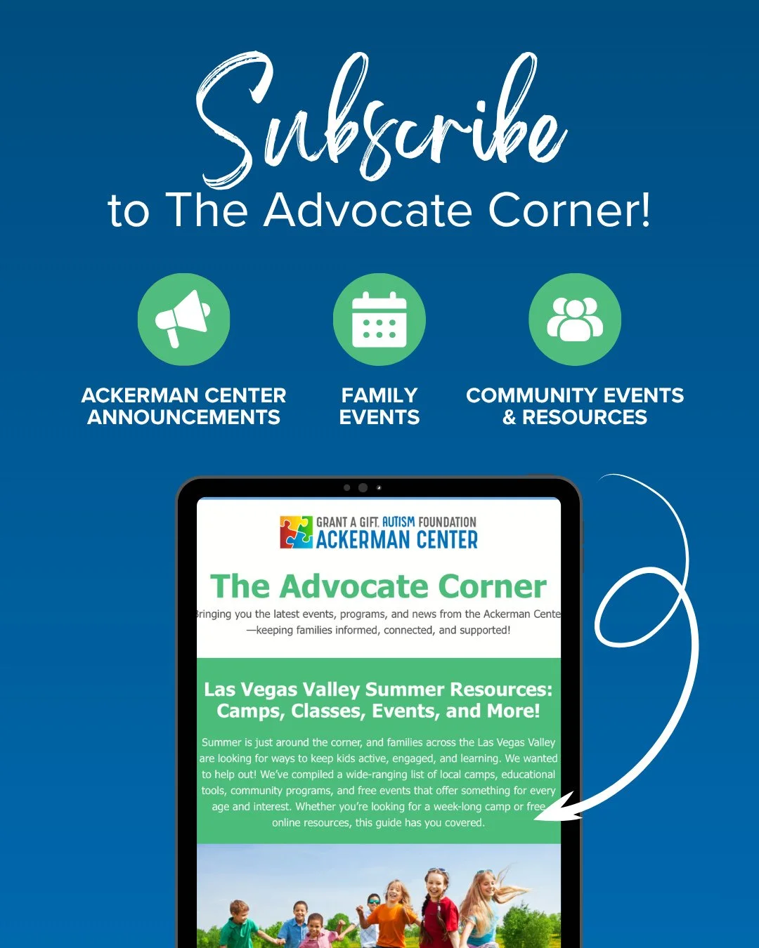 📬 Stay connected with everything happening at the Ackerman Center through The Advocate Corner, our monthly family newsletter!⁠
⁠
Each edition includes important Ackerman Center announcements, upcoming family events, community resources, and helpful 