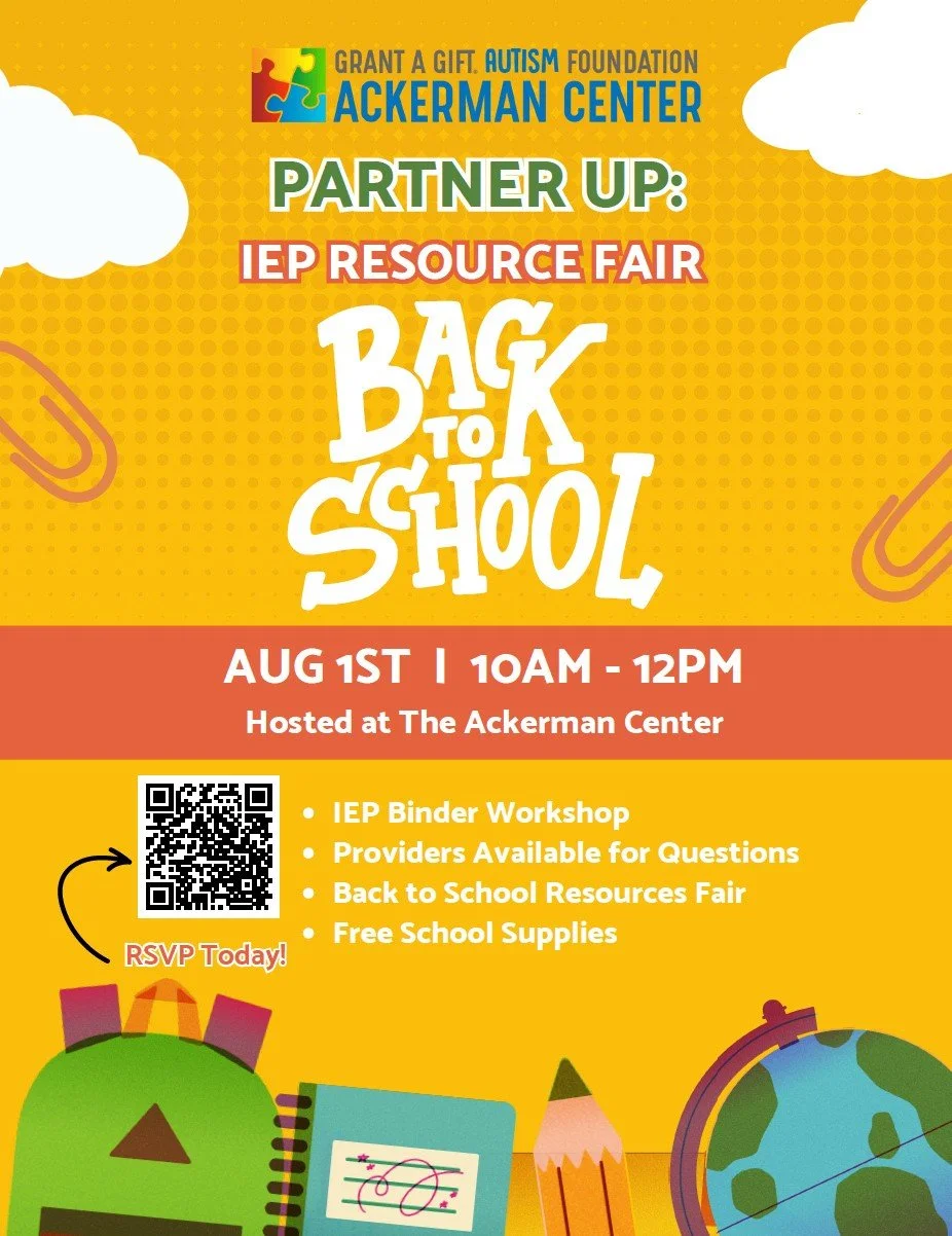 Back-to-school season is around the corner (can you believe it?!), and we&rsquo;re here to help families feel prepared and empowered! 📚✏️⁠
⁠
Save the date for PARTNER UP: Back to School IEP Resource Fair at The Ackerman Center. Families will have th