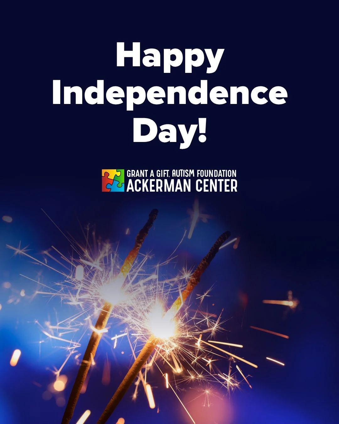 🇺🇸 Happy Independence Day! ❤️🤍💙 We celebrate the freedoms that bring us together and the communities that make us stronger.⁠
⁠
From all of us at Grant a Gift Autism Foundation &ndash; Ackerman Center, we wish you and your loved ones a safe, happy