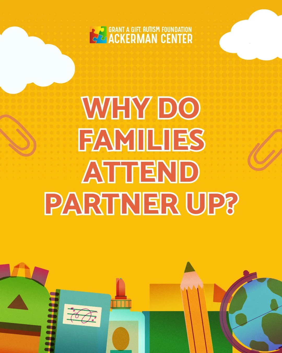 A new school year brings new opportunities, and a little preparation can make a big difference!⁠
⁠
Join us at Partner Up: Back-to-School Edition to get organized, connect with local resources, ask questions about IEPs and school supports, and receive