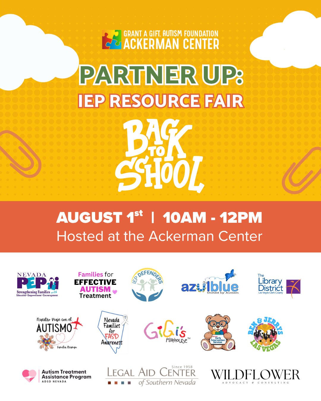 At PARTNER UP: Back to School IEP Resource Fair, you'll have the opportunity to meet local organizations that help families navigate IEPs, access services, understand their rights, and connect with valuable community resources, all in one place.⁠
⁠
W