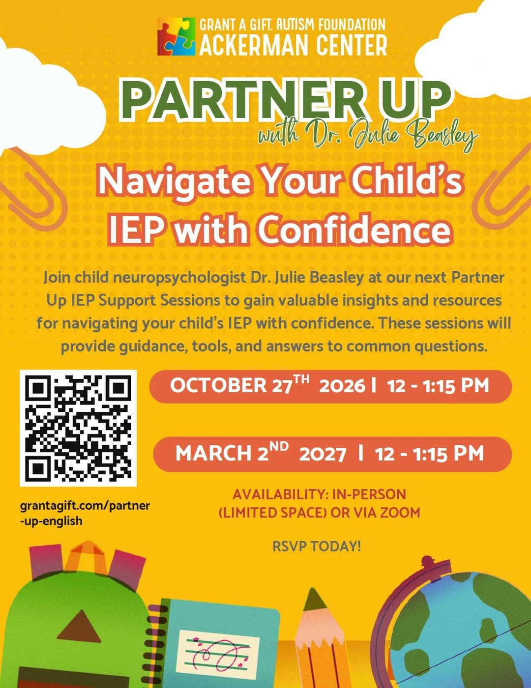 Navigating your child&rsquo;s IEP can feel overwhelming. You don&rsquo;t have to figure it all out on your own.⁠
⁠
Join Dr. Julie Beasley, child neuropsychologist at the Ackerman Center, for our next PARTNER UP IEP Support Session.⁠
⁠
This session is