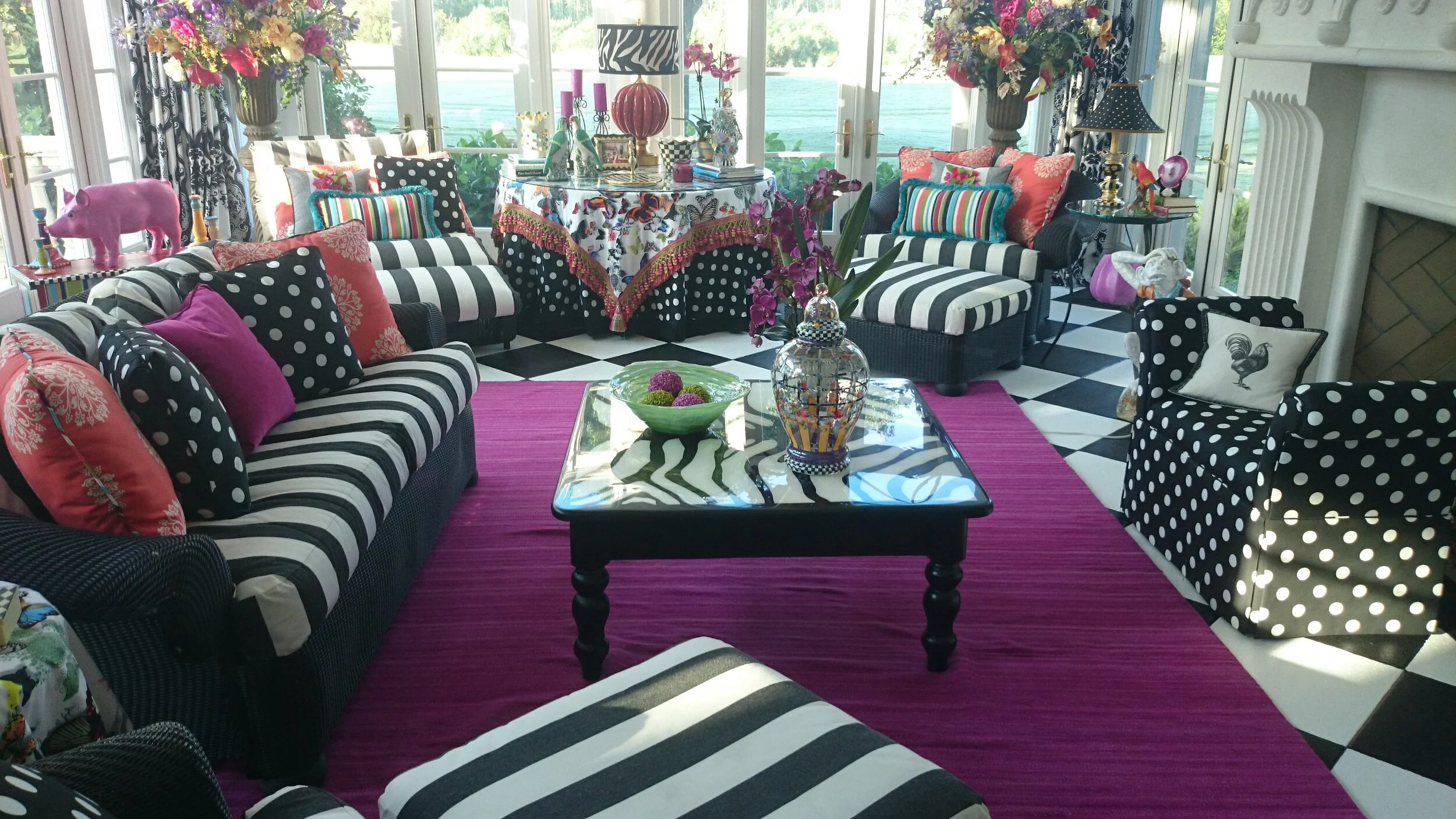 Zebra Striped Coffee Table in Living Room-2