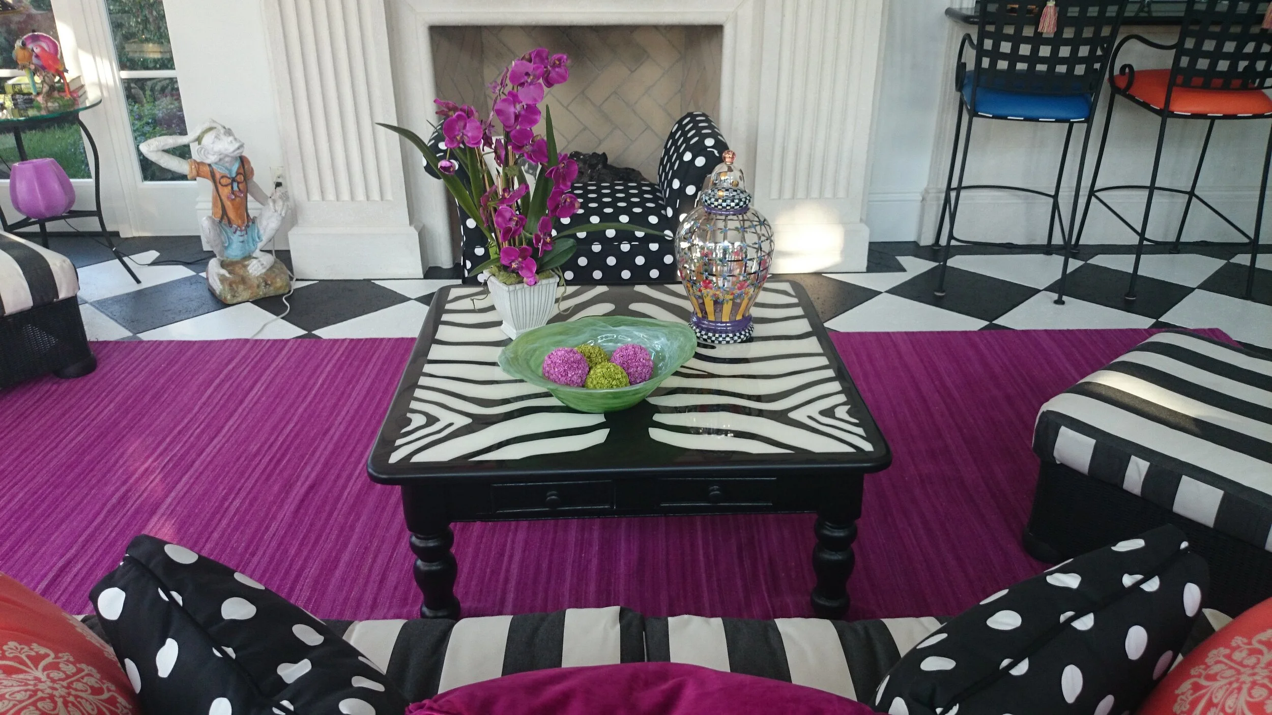Zebra Striped Coffee Table in Living Room -1