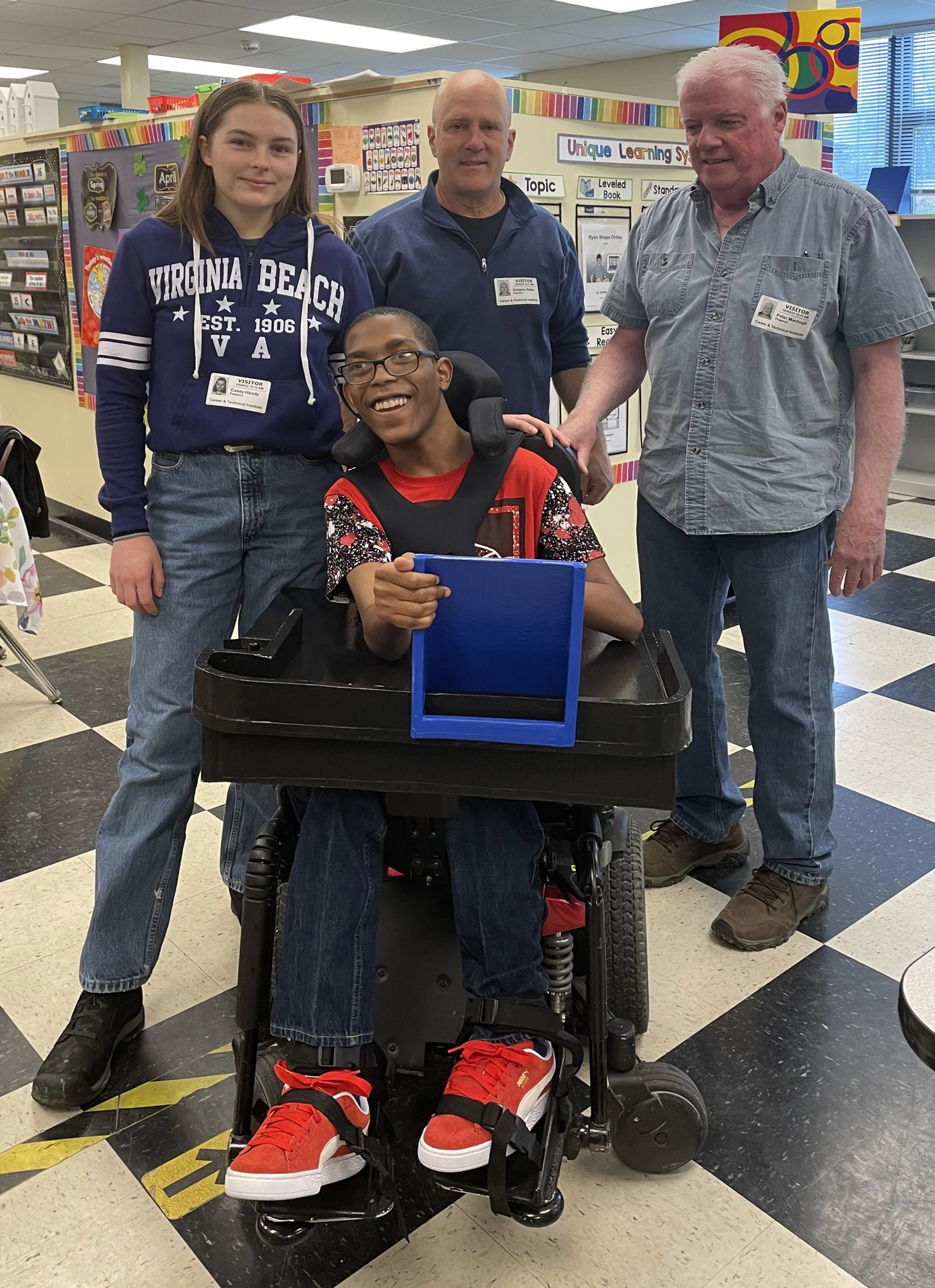 happy with his new wheelchair table