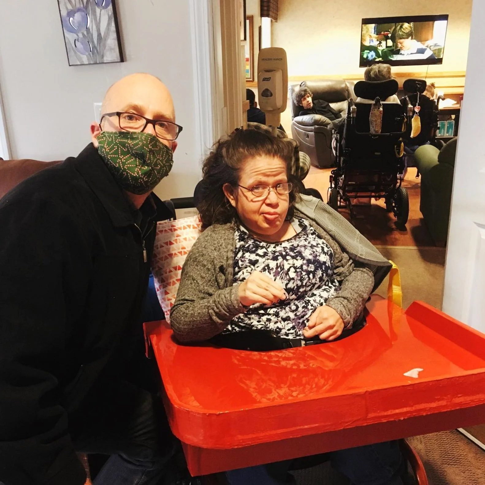 checking out the new wheelchair table