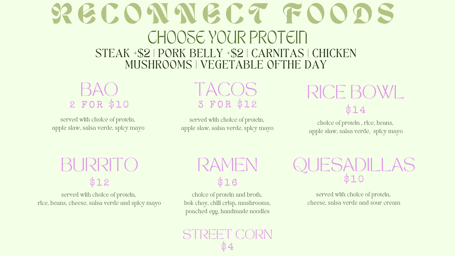 Eastdale Village Menu — Reconnect Foods