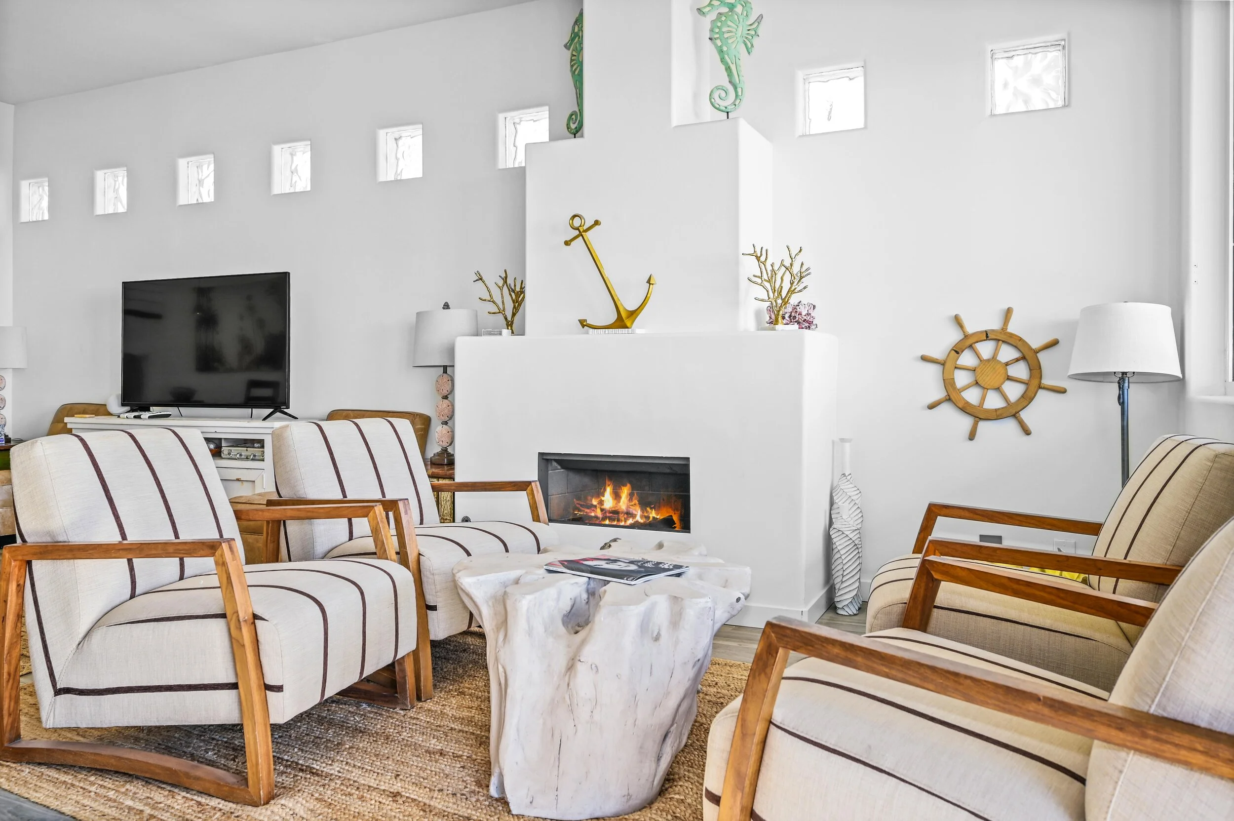 Cozy indoor fireplace