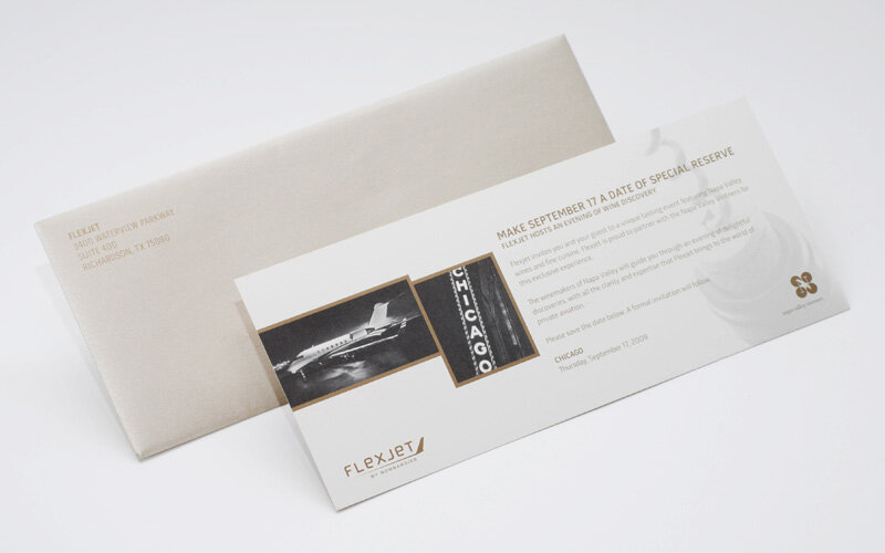 FUSE Communication / 2009 / Flexjet Wine Tasting Invitation / Graphic Design, Art Direction