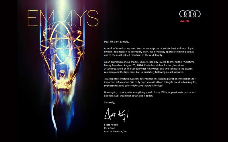 Latcha+Associates / 2014 / Audi Emmy Awards Invitation / Art Direction, Design