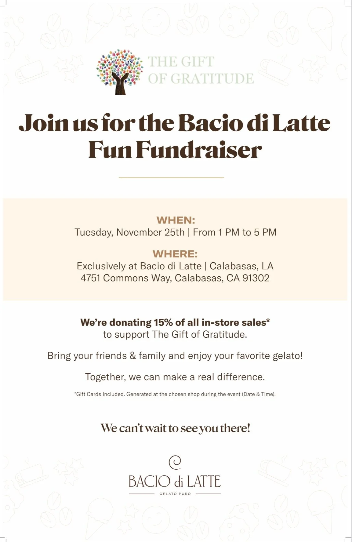 Bacio Di Latte Fundraiser 