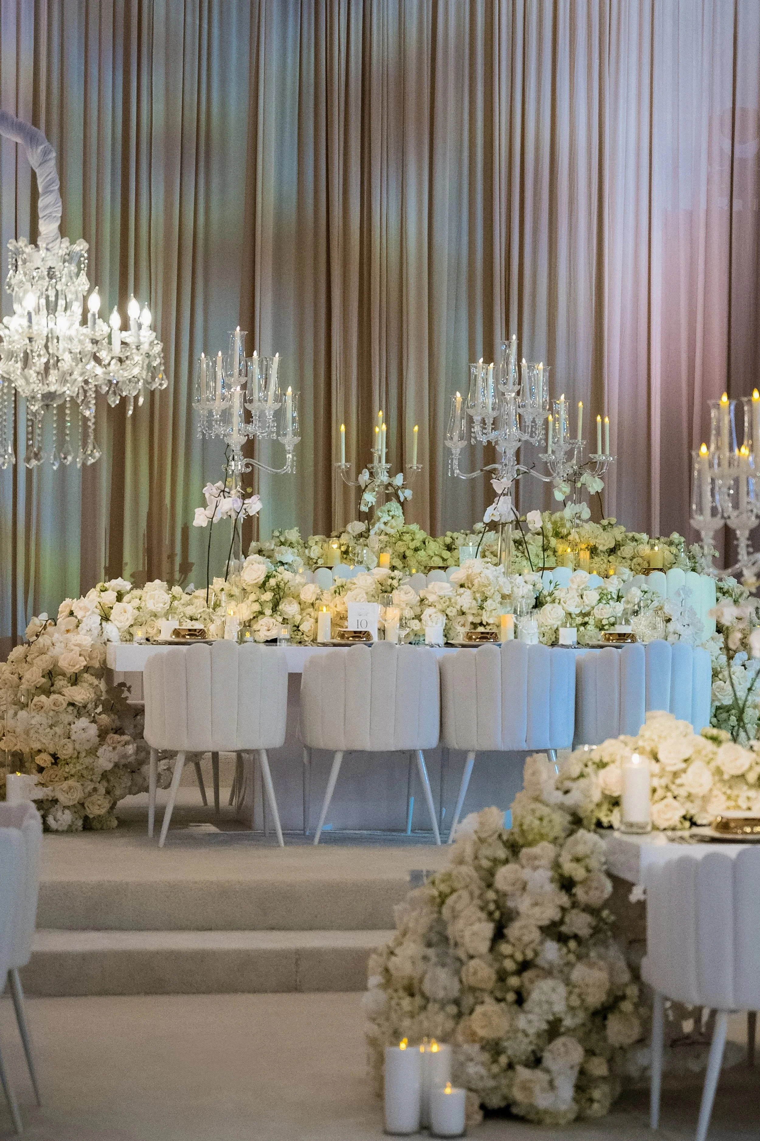 White Multi Level Wedding Reception at ARIA Las Vegas