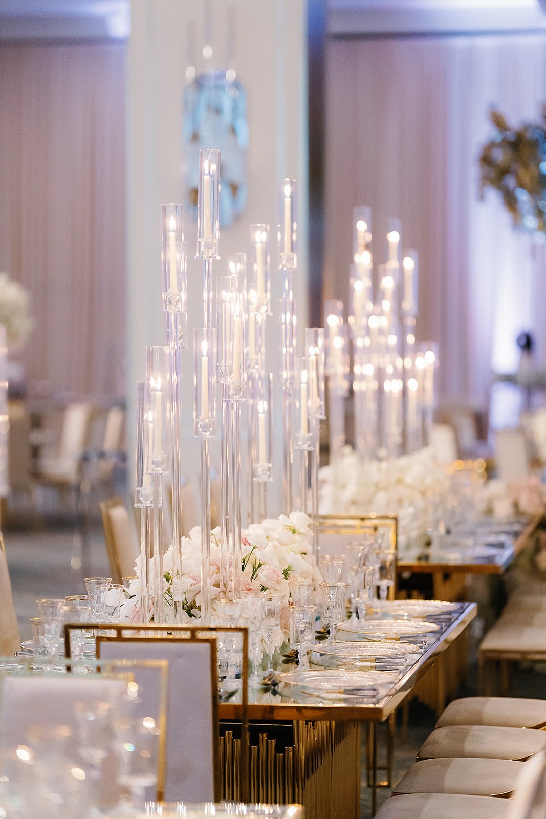 Tall candle centerpieces at Luxury Las Vegas Wedding