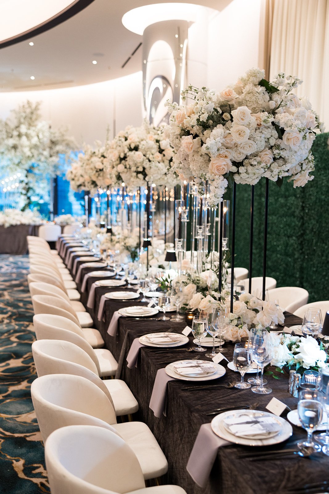 White and Green Wedding Reception