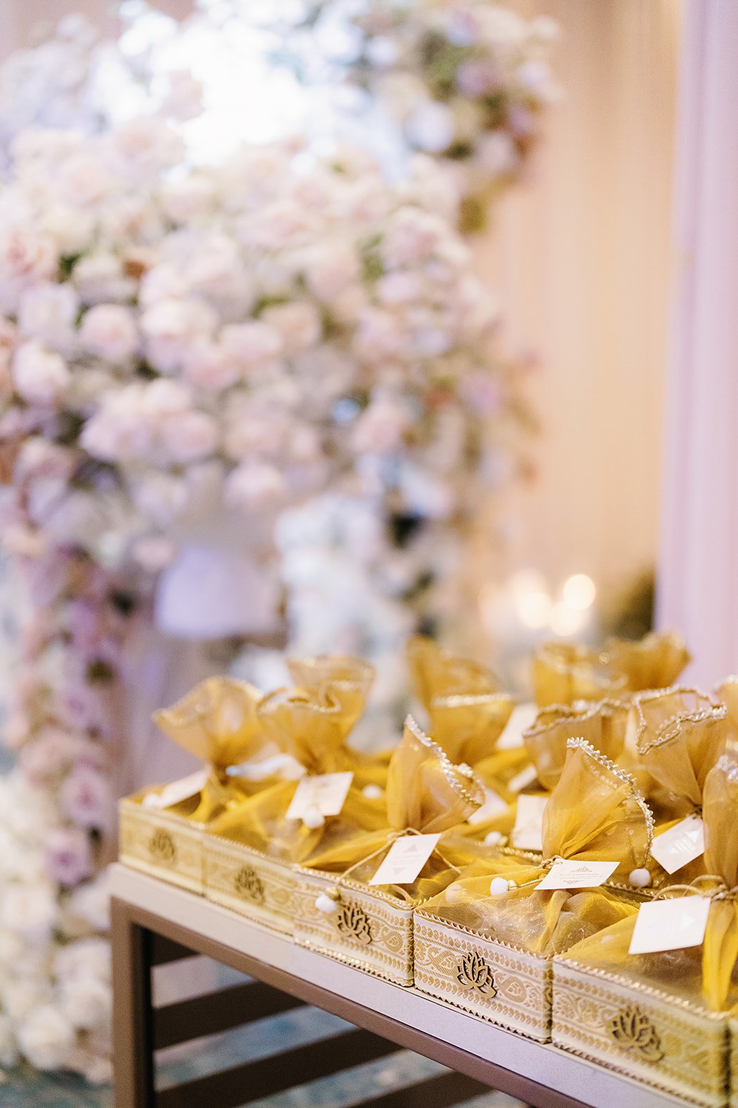 gold wedding favors at Indian Wedding
