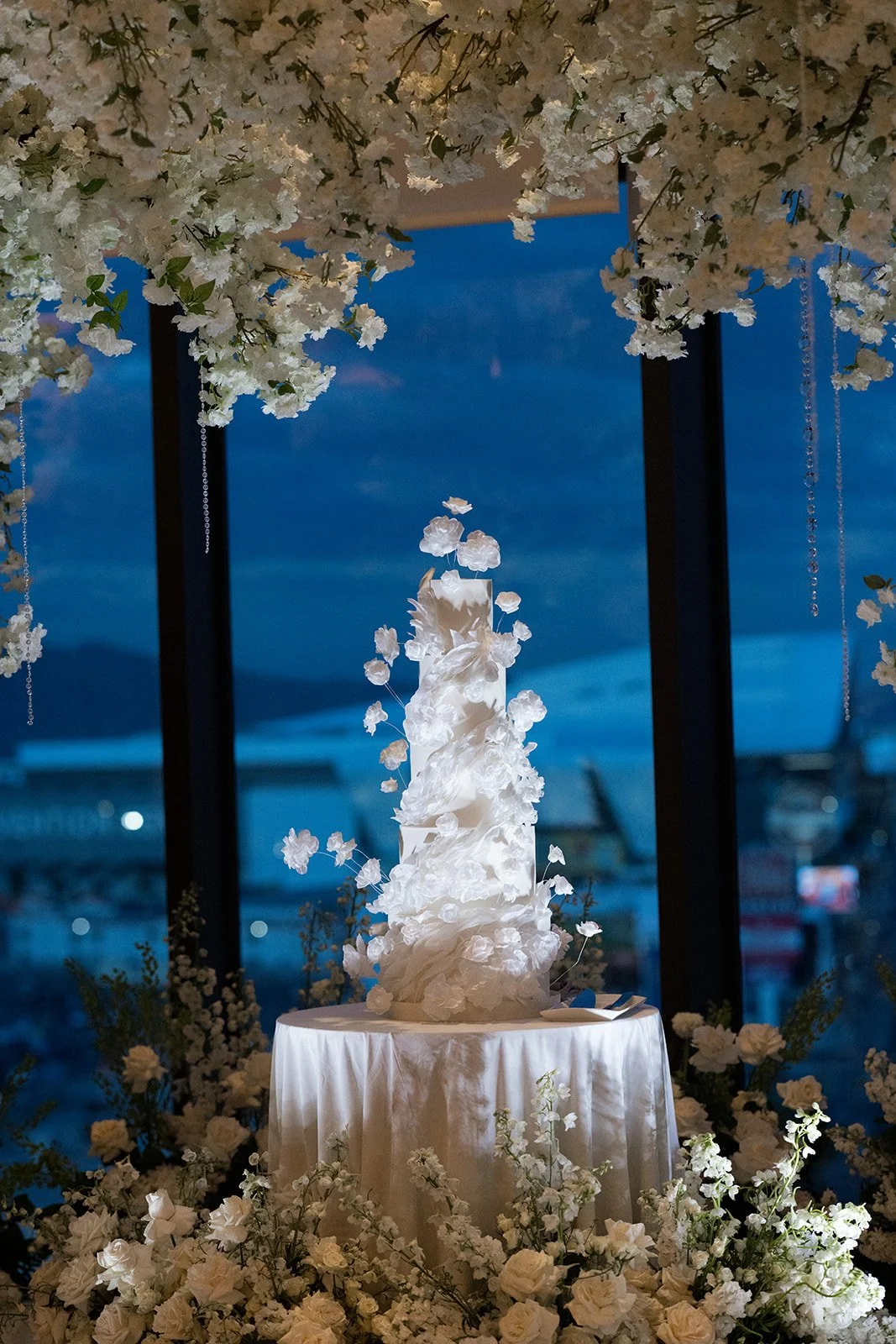 Wedding Cake with White Sugar Roses