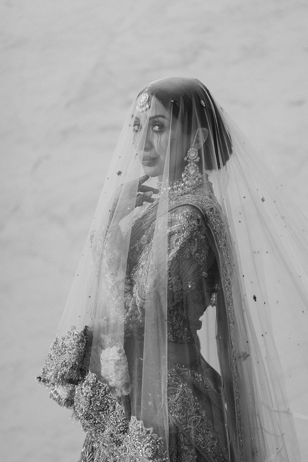 Black and White Bridal Portrait