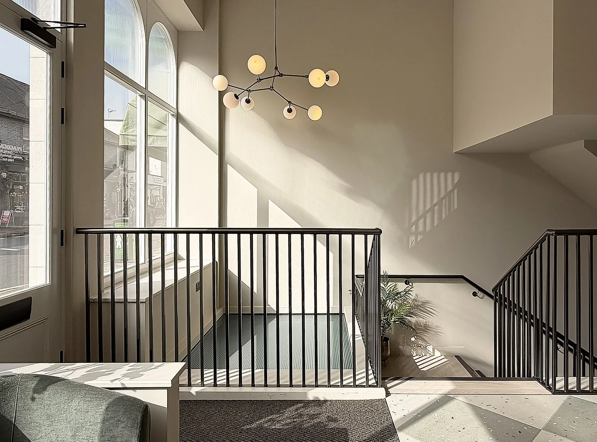 Feature lighting in reception over lightwell
