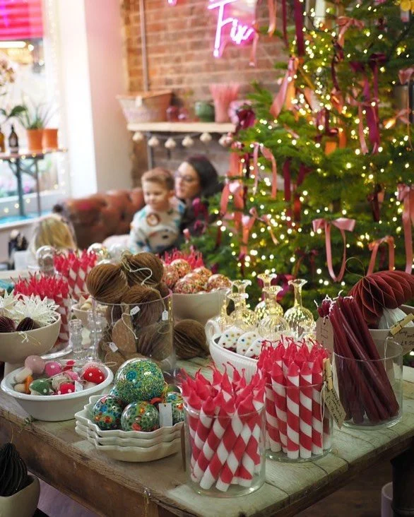 Candy Canes galore! 🍭
.
I still get the warm fuzzies EVERY TIME I see pictures of True North candle displays in those lovely independent shops around the country. 
.
Mollie of @pamplemoussedorset has this way of making everything look extra spesh! T