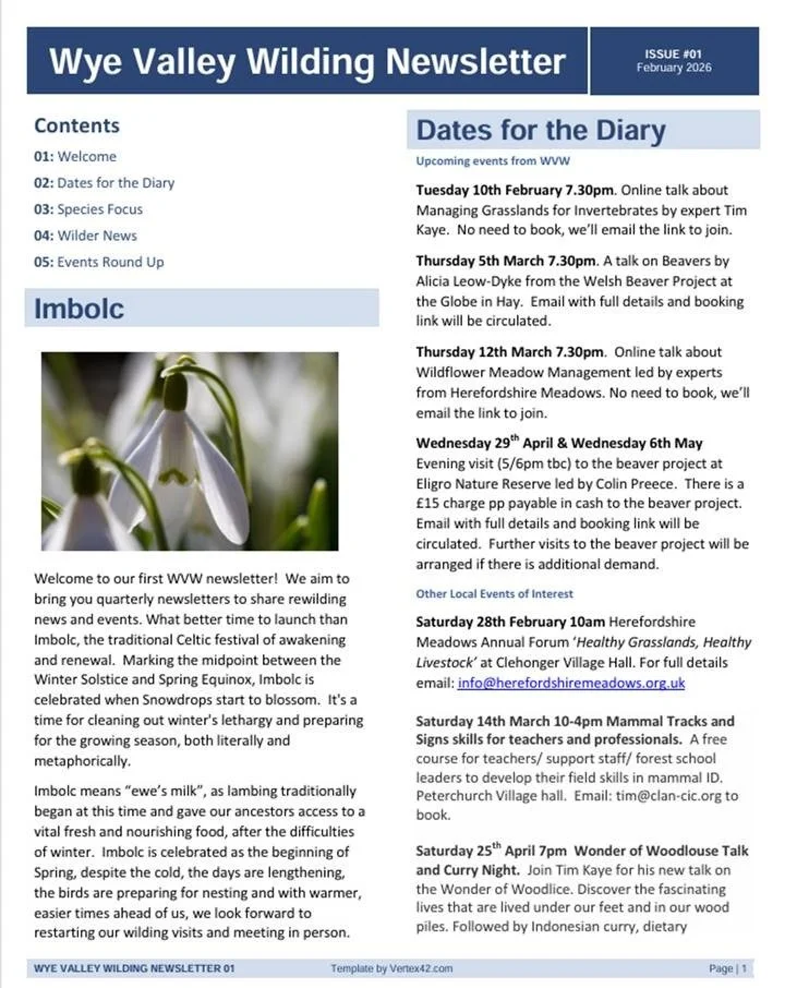 First Edition of the        Wye Valley Wilding Newsletter