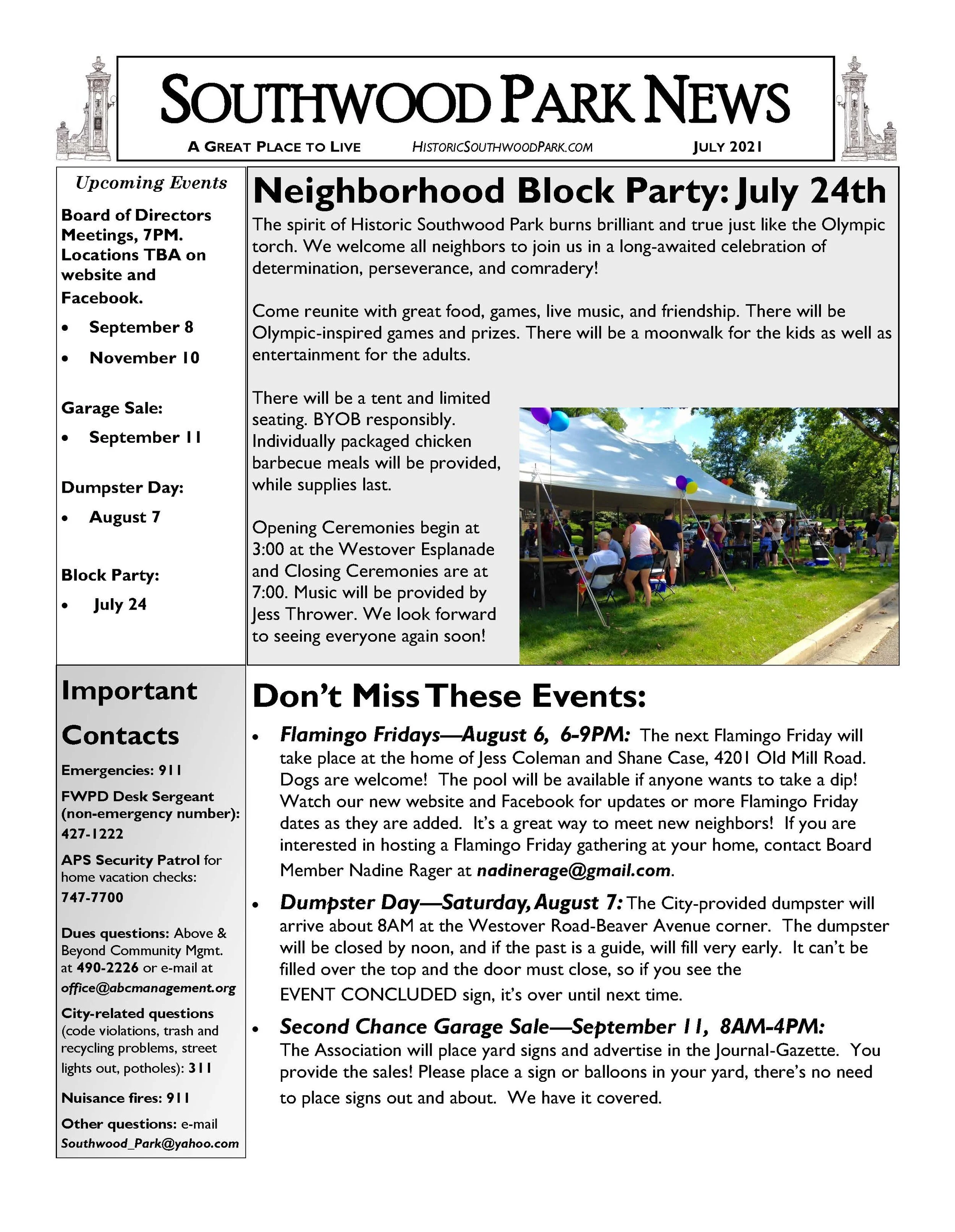 July 2021 Newsletter