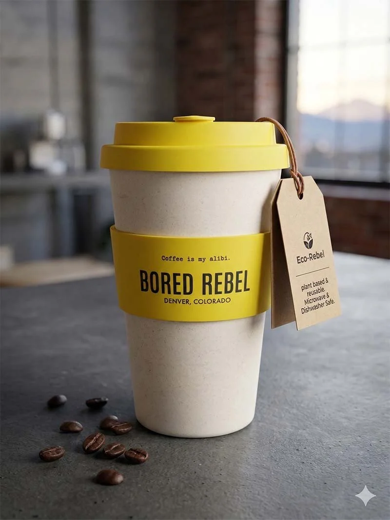 Coffee Cup - white and yellow - coffee is my alibi.jpg