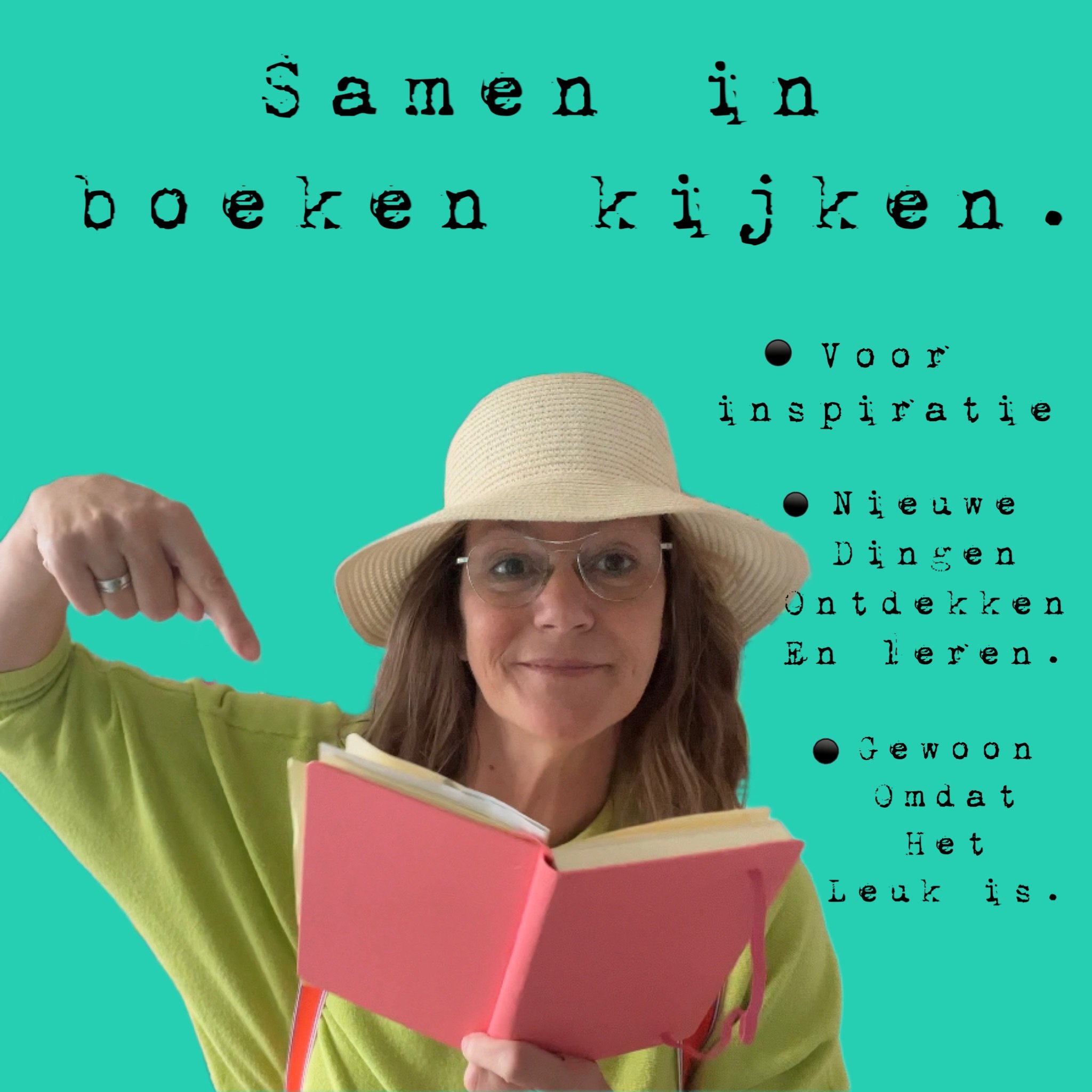 meekijken als ik door boeken blader.